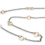 Gold filled hammered mini squares and rings interspersed between darkened sterling silver dainty chain necklace