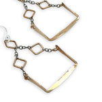 gold filled squares and hammered rectangle boxes with darkened sterling silver delicate chain earrings