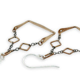 gold filled squares and hammered rectangle boxes with darkened sterling silver delicate chain earrings