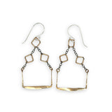 gold filled squares and hammered rectangle boxes with darkened sterling silver delicate chain earrings