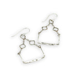 hammered sterling silver floral stamped boxes on sterling silver chain top earrings