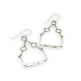 hammered sterling silver floral stamped boxes on sterling silver chain top earrings