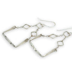 hammered sterling silver floral stamped boxes on sterling silver chain top earrings