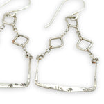 hammered sterling silver floral stamped boxes on sterling silver chain top earrings