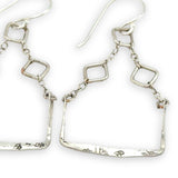 hammered sterling silver floral stamped boxes on sterling silver chain top earrings