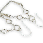 hammered sterling silver floral stamped boxes on sterling silver chain top earrings