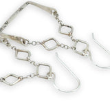 hammered sterling silver floral stamped boxes on sterling silver chain top earrings