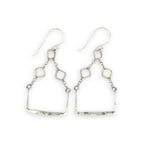 hammered sterling silver floral stamped boxes on sterling silver chain top earrings