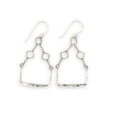 hammered sterling silver floral stamped boxes on sterling silver chain top earrings