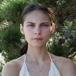 Sterling silver ring earrings with a faceted peridot smooth nugget gemstone with chrysocolla accent