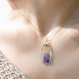 Carved Amethyst Tree Top Necklace