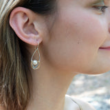Pearl Basket Marquise Earrings