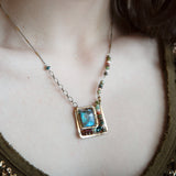 Labradorite Brass Box Necklace