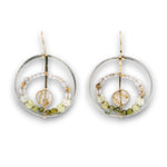 sterling silver twisted wire hoops with rutilated quartz and cubic zirconia gemstones on 14k gold filled wire and earring hooks