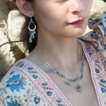 Blue quartz and aquamarine gemstones cascade from sparkly sterling silver cloud earrings