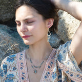 Blue quartz and aquamarine gemstones cascade from sparkly sterling silver cloud earrings