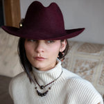 Oxidized sterling silver hoop earring with pink and deep red fresh water pearls and garnet gemstones