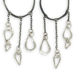 darkened sterling silver twist hoops with sterling silver hammered teardrop cascades earrings