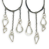 darkened sterling silver twist hoops with sterling silver hammered teardrop cascades earrings