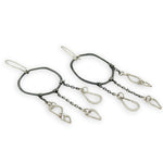 darkened sterling silver twist hoops with sterling silver hammered teardrop cascades earrings