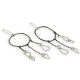 darkened sterling silver twist hoops with sterling silver hammered teardrop cascades earrings