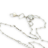 Sterling silver diamonds formed a y shape necklace with fresh water pearl accents