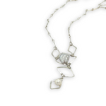 Sterling silver diamonds formed a y shape necklace with fresh water pearl accents