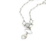 Sterling silver diamonds formed a y shape necklace with fresh water pearl accents