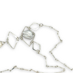 Sterling silver diamonds formed a y shape necklace with fresh water pearl accents
