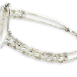 Hammered sterling silver statement cuff bracelet accented with fresh water pearl stick and seed pearls