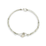 Hammered sterling silver statement cuff bracelet accented with fresh water pearl stick and seed pearls