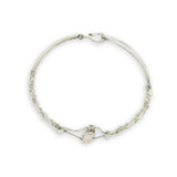 Hammered sterling silver statement cuff bracelet accented with fresh water pearl stick and seed pearls