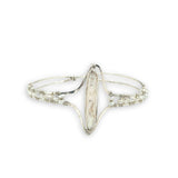 Hammered sterling silver statement cuff bracelet accented with fresh water pearl stick and seed pearls