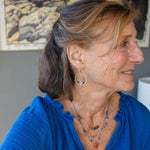 Innovative sterling silver lightweight hoops earrings with aquamarine and sunstone gemstones