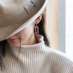 Sterling silver shimmy mini earrings with red keshi fresh water pearl dangles and red/orange cubic zirconia