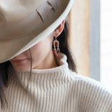 Sterling silver shimmy mini earrings with red keshi fresh water pearl dangles and red/orange cubic zirconia