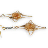 Gold filled star shaped earrings with oxidized sterling chain and citrine faceted sphere gemstones 