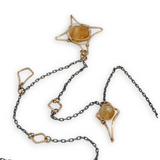 Oxidized sterling silver chain and gold filled star charm necklace with citrine faceted orb gemstones necklace