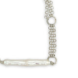 Sterling silver rolo chain and fresh water stick pearl bracelet