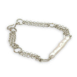 Sterling silver rolo chain and fresh water stick pearl bracelet
