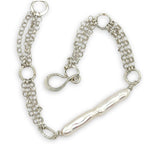 Sterling silver rolo chain and fresh water stick pearl bracelet