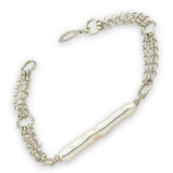 Sterling silver rolo chain and fresh water stick pearl bracelet