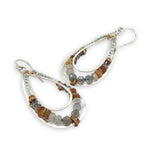 Labradorite, citrine, hessonite garnet, prehnite, and crystal gemstones are held within the channel of handmade sterling silver channel drop earrings