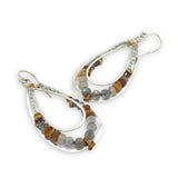 Labradorite, citrine, hessonite garnet, prehnite, and crystal gemstones are held within the channel of handmade sterling silver channel drop earrings