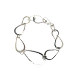 Handmade hammered sterling silver teardrop link bracelet