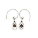 sterling silver dot wire mini teardrops with smooth smokey quartz drop gemstones on our handmade sterling mini hoop hook earrings
