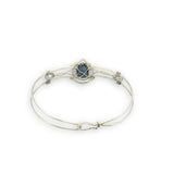 Delicate bracelet with a central labradorite flashy stone and silver fresh water pearl accents