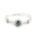 Delicate bracelet with a central labradorite flashy stone and silver fresh water pearl accents