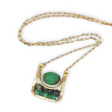 Chrysoprase Box Pendant Necklace 84835N