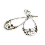 sterling silver handmade infinity shaped earrings with pyrite gemstones on gold filled wire